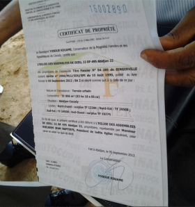 Présentation d'un Certificat foncier ivoirien